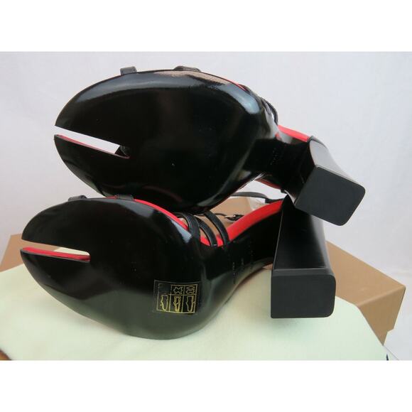 NIB BURBERRY HOVE BLACK LEATHER BUCKLE ANKLE STRAP THONG SANDALS PUMPS 38 ITALY - Picture 10 of 12